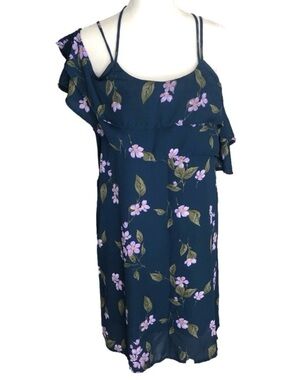Miami Blue Floral Double Sleeveless Cold Shoulder Criss Cross Back Mini Dress